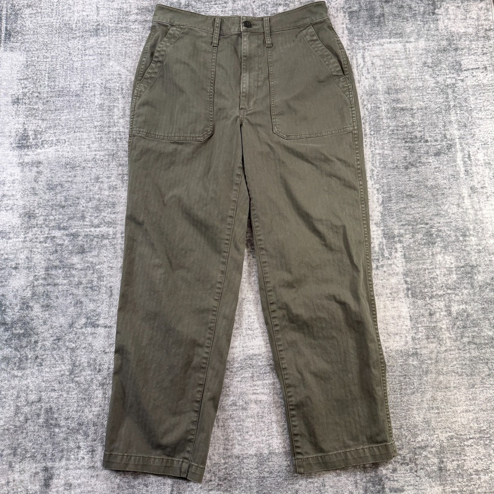 Madewell Pants Womens 30 Curvy Vintage Straight Workwear Baker Herringbone Green
